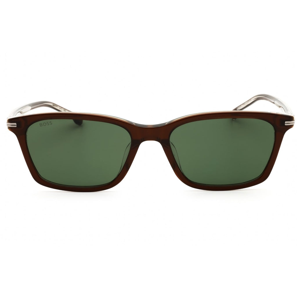 Hugo Boss BOSS 1669/F/SK Rectangular Sunglasses Brown Frame Green Lens