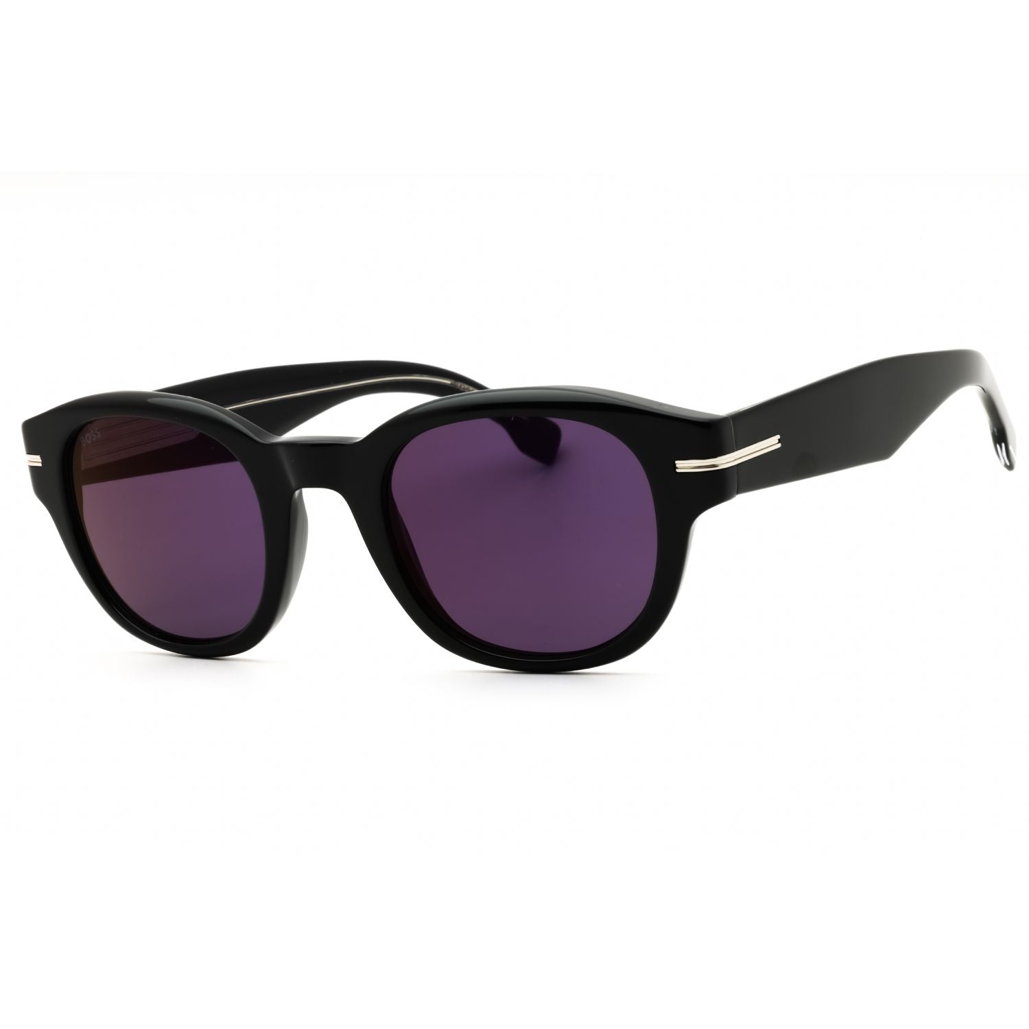 Hugo Boss BOSS 1717/S Round Sunglasses Black Frame Violet Lens