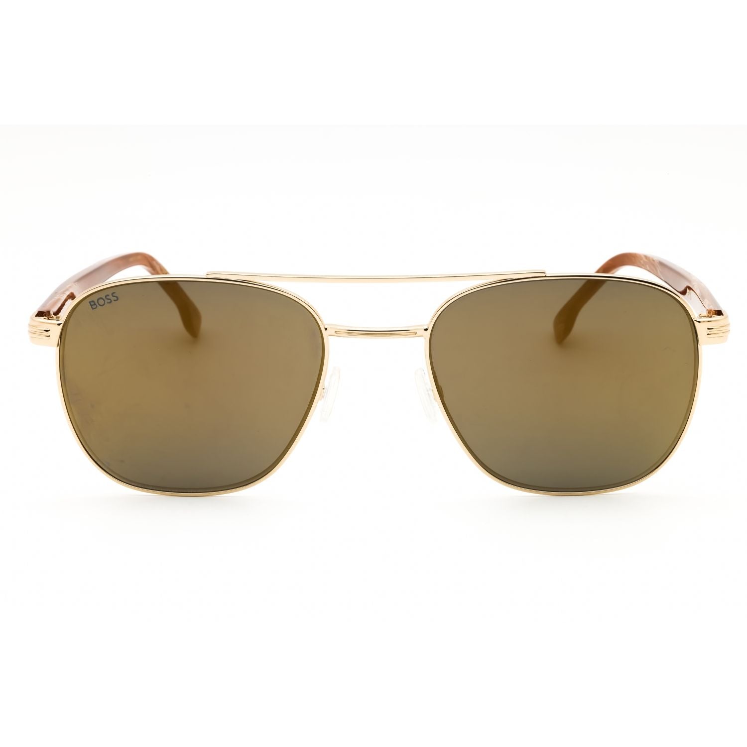 Hugo Boss BOSS 1723/S Rectangular Sunglasses Gold Brown Horn Frame Grey Bronze Lens